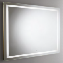 Miroir poli 99x113 cm, sablage périmétrique et cadre en acier.