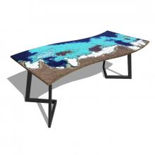 Table moderne en pierre de lave et fer Onda