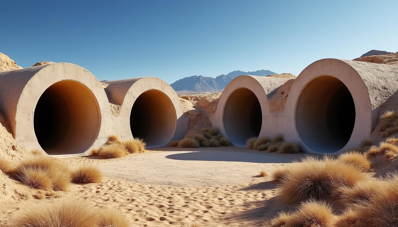 découvrez sun tunnels de nancy holt, une œuvre monumentale de land art créée en 1976 dans le désert de l'utah, alliant art, nature et architecture pour une expérience unique.