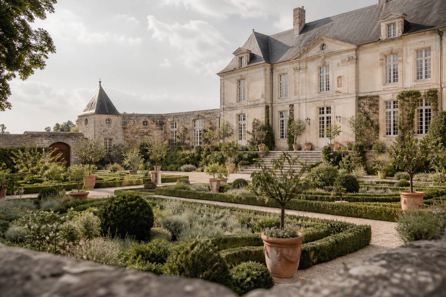 Château du domaine de Villarceaux entouré de jardins à la française