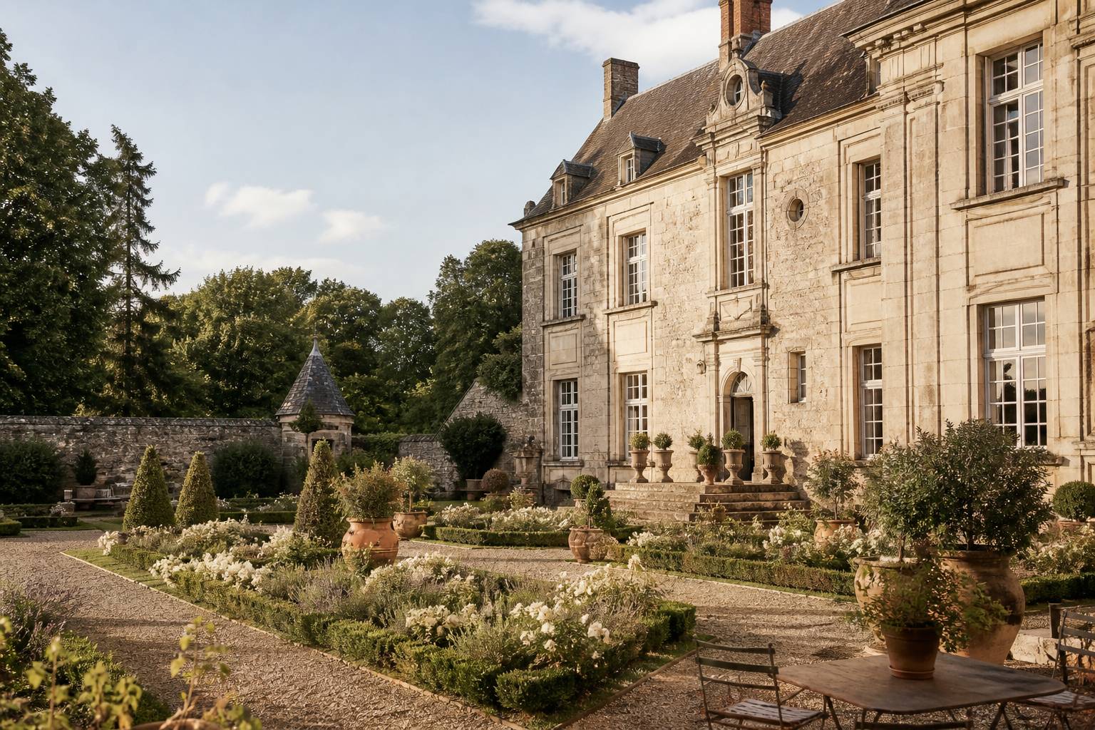 Manoir Renaissance de Villarceaux entouré de jardins clos de murs anciens